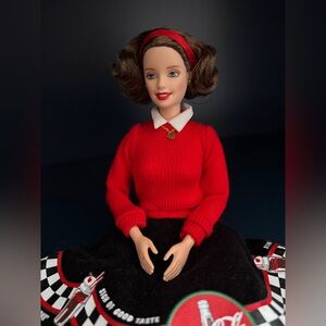 Vintage 1999 Coca Cola Barbie Doll - Mattel Collectible - Y2K brunette ❤️🖤 cute